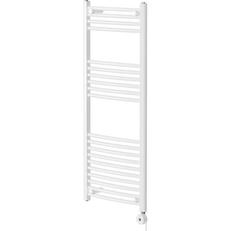Marco White 1200mm x 500mm Curved Digital Thermostatic Electric Heated Towel Rail (1/5)