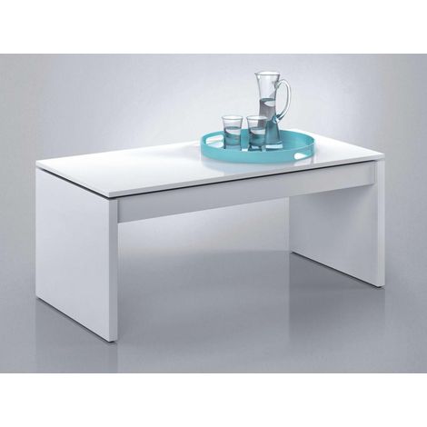 Mesa centro Lucar elevable en acabado blanco brillo 43/52 cm(alto)102 cm(ancho)50 cm(largo) (1/4)