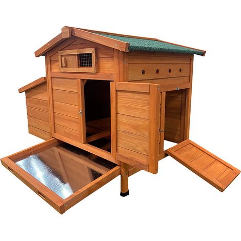 Pollaio rialzato in legno con nido e cassetto estraibile 104 x 60 x 71,5 cm (1/5)