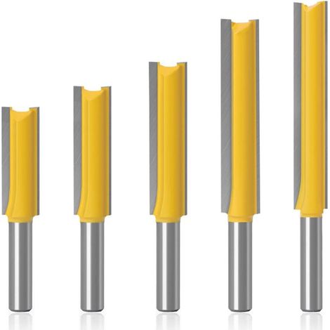 5Pcs 8mm Flush Trim Router Bits Extra Long Mèches Carbide Router Bits à Bois Fraise à Menuiserie - Pour bois, longueur de coupe extra longue : 30 mm, 40 mm, 50 mm, 63 mm, 76 mm (1/5)