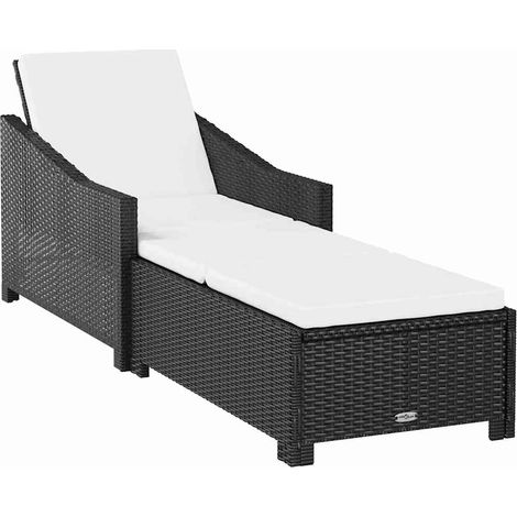 Maison Exclusive - Sonnenliege mit Cremeweißer Auflage Poly Ratta (1/5)
