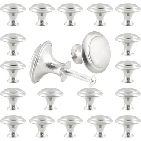 20 pomelli rotondi per mobili, pomelli e maniglie per cassetti color argento da 2,9 cm, pomelli moderni per toeletta adatti ad armadi, mobili e porte.