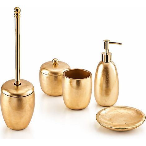 CIPI Set Bagno Da Appoggio Rialto Foglia Oro 5 Pezzi (1/3)
