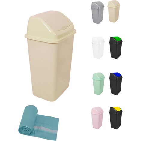 Cubo de Basura con Tapadera Basculante - 15L / 25L / 30L / 50L - Papelera Ideal para Cocina, Baño y Oficina