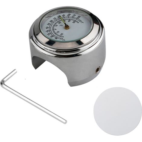 Compteur de guidon de moto universel, thermomètre de vélo, étanche, remplacement pour motos, vélos, guidon de 22 mm à 25,4 mm, 7/8 '' - 1 '', coque argentée, cadran blanc (1/5)