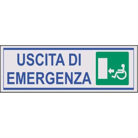 Cartello Segnaletica Adesivo Uscita Emergenza Disabile Sx Argento 5X15 cm