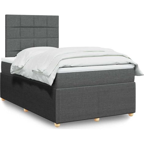 Cama box spring con colchón tela gris oscuro 120x190 cm (1/5)