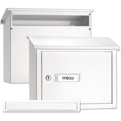 Arregui – Boîte aux lettres en acier galvanisé pour porte et mur – Fente 32,5 x 3 cm – Résistante aux intempéries – Installation facile – Taille M (A4)