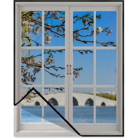 Moustiquaire de fenêtre 115x145cm moustiquaire lavable et réutilisable entrez l'air frais anti-moustiques pour portes fenêtres montage adhésif