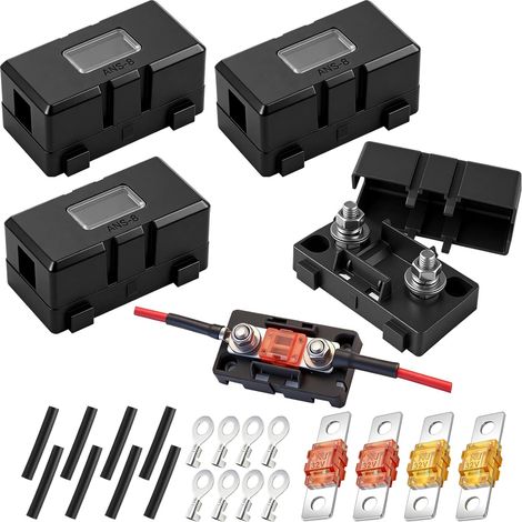 Car Midi Fuse Holder 4 Pack 40A 50A 60A 80A Mega Fuse with 8 Terminal Fuses for Car Boat SUV Truck Style A Vehicles Boat (1/5)