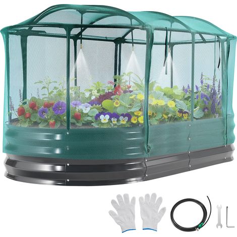 VEVOR Letto Rialzato per Piante in Metallo 180x90x30 cm, Letto Rialzato da Giardino per Orto Aiuola Coltivazione di Ortaggi Fiori Verdure Piante, Fondo Aperto, Sistema Autoirrigazione, Forma Ovale (1/5)
