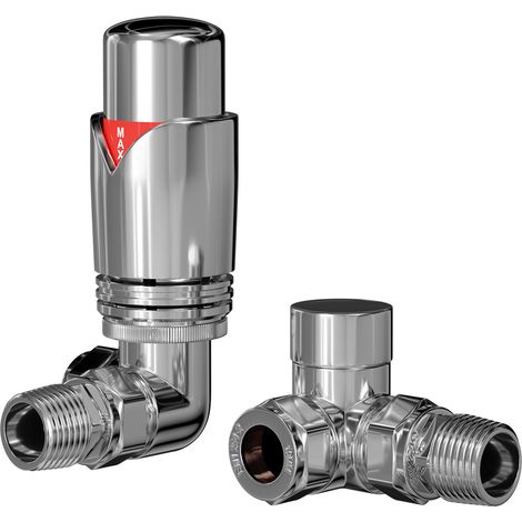 Dias Chrome Round Thermostatic Corner Radiator Valves (1/5)