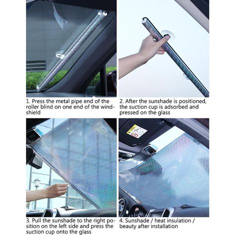 Protecteur Solaire Automatique pour Pare-Brise Voiture, Rideau Anti-UV Rétractable, Visière Pare-Soleil Universelle, Protection Intérieure, Store Enroulable. (1/5)