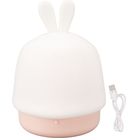 Ortviai Veilleuse Lapin en Silicone Souple avec 3 Niveaux de Lumière Chaude – USB, Idéale pour Chambre d’Enfant (1/5)