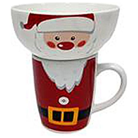Tazzone da latte +ciotola colazione decoro natale babbo natale o pupazzo di neve idea regalo natalizio - decori: Babbo