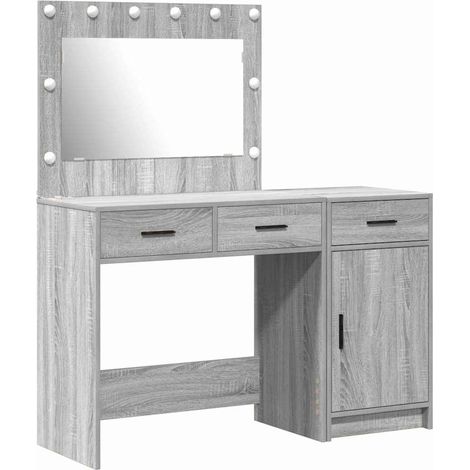 Maison Exclusive - Schminktisch mit Spiegelbeleuchtung 2 pcs Grau