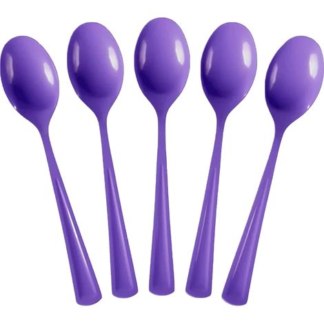 Exquisite lila Einweglöffel – Lila Plastiklöffel – 100er-Packung
