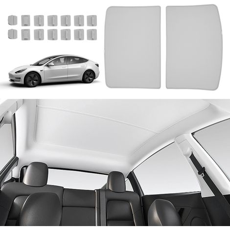 Pare-soleil de remplacement pour fenêtre de toit Tesla Model Y 2020 2021 2022 2023, pliable, facile à installer, isolation thermique, protection solaire, revêtements en cristaux de glace avec sac de r (1/5)