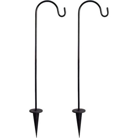 Crochets de berger en fer galvanisé – Lot de 2, hauteur réglable jusqu’à 58 cm, résistants à la rouille – Pour suspensions florales et guirlandes (1/4)