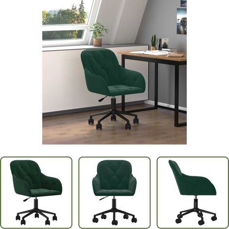 Samt - Bürostuhl Drehbar Dunkelgrün Samt (1/5)
