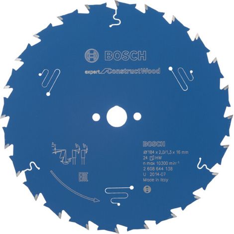 Lame de scie circulaire Expert for Construct Wood Ø16mm - 184 x 16 x 2,0 mm, 24 - 2 608 644 138