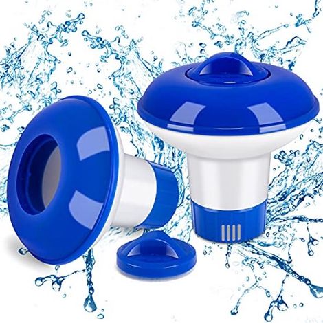Lot de 2 distributeurs flottants de chlore pour petite piscine, 4 ouvertures réglables, pour pastilles jusqu'à 1,8 pouce, compacts, 13,5 cm (1/5)