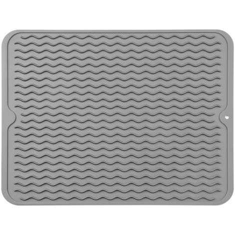 royaluxe-Tapis Egouttoir Vaisselle Silicone, 40 cm x 30 cm Tapis Absorbant Vaisselle Cuisine, Tapis de Sechage Vaisselle pour Évier de Cuisine, Résistant À la Chaleur et Antidérapant (Gris Foncé) (1/5)
