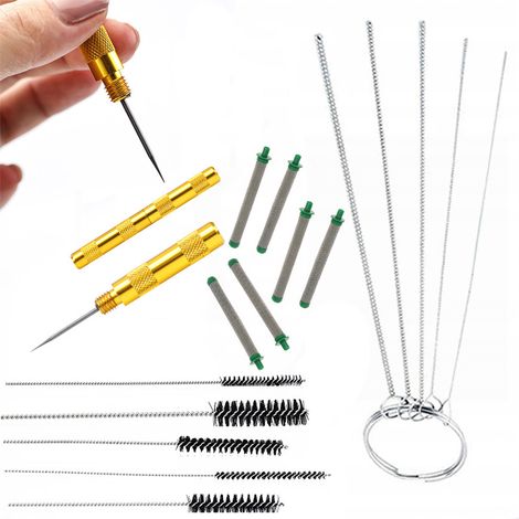Rosfix Punch + Tergicristalli, spazzole per la pulizia della pistola di verniciatura 5 pz. + Bacchette di pulizia in metallo 5x + Filtro Rosfix Finger 30 mesh, verde per l'unità di verniciatura