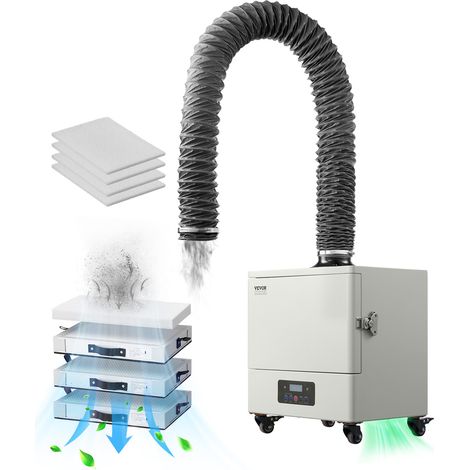 VEVOR Extracteur de Fumee de Soudure, 280 W, Absorbeur de Fumee de Soudage sans Balais, Aspiration 459 m³/h, Filtre 4 Etages, 10 Vitesses, Telecommande, pour Soudure, Gravure Laser, Bricolage Soudage