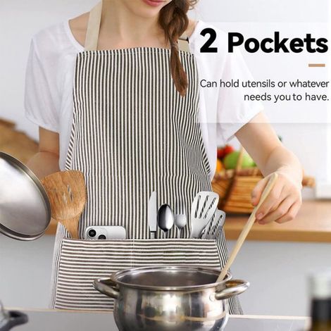 Tablier en coton pour homme et femme, avec tour de cou réglable, parfait pour la cuisine (1/4)