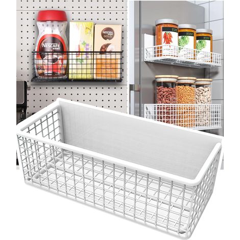 Organiseur magnétique réfrigérateur blanc - Panier métallique avec fermeture à glissière - Range-cuisine compact et pratique (144 caractères) (1/5)