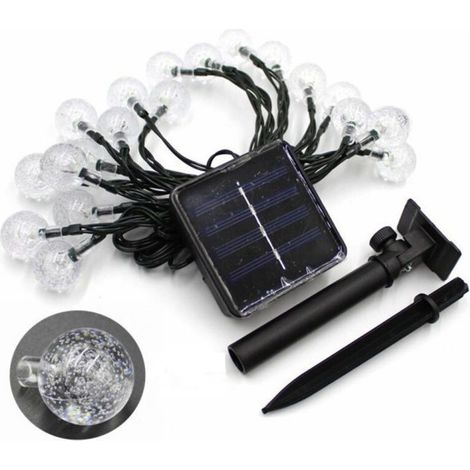 Guirlande lumineuse solaire - Boule de cristal et LED Étanche IP65 - Décoration jardin et terrasse - 100 perles 12m (1/5)