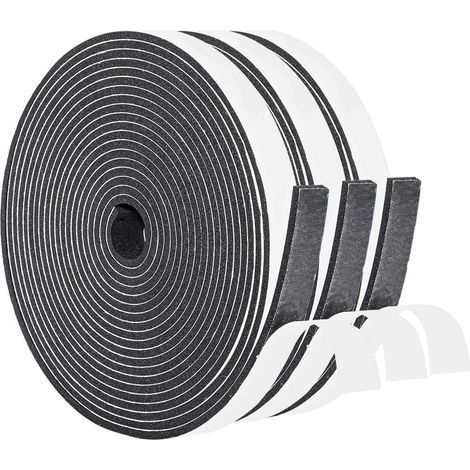 Joint Caoutchouc Adhésif 2 Rouleau 12 mm (l) x 6 mm (H) x 8 m (L) Bande de Joint Auto-adhésives en Néoprène Chambranle Fenêtre Automobile Preuve de Collision Ruban Adhésif Noir (chacun 4m)- (1/5)