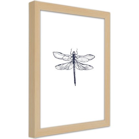 Quadro con cornice, Libellula disegnata - 20x30 (1/5)