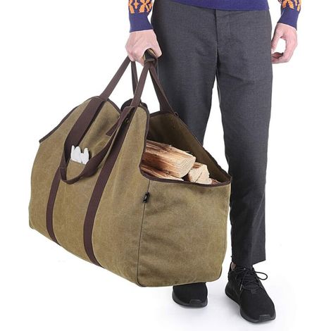 Porte-Bûches de Bois de Chauffage extra-large Support de Bois de Chauffage en Toile Imperméable avec Bandoulière pour un Transport facile (1/5)