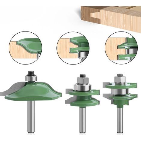 Ensemble de 3 couteaux pour panneaux de porte, manche de 8 mm, pour mortaise, travail du bois, mortaises et rainures, rails d'armoires, onglets (vert) (1/4)