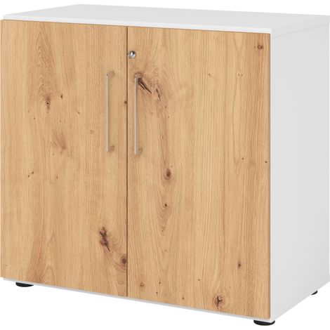 bümö smart Aktenschrank - 2 Ordnerhöhen Weiß/Asteiche (1/5)