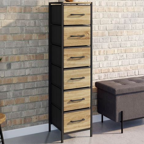 Mueble auxiliar de 6 cajones UTAH de 30 cm, cómoda, mueble de almacenamiento de diseño industrial