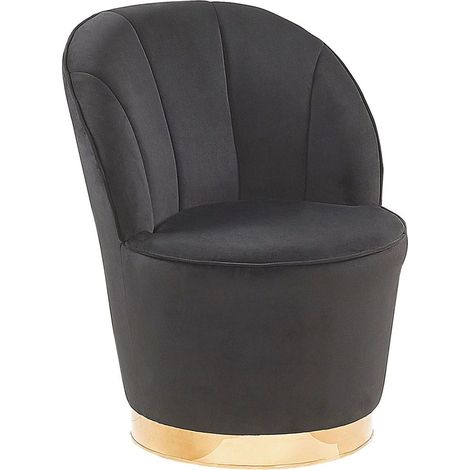Poltrona in Velluto Nero Gambe in Metallo Forma Rotonda Aspetto Moderno Alby
