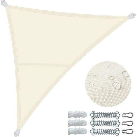 VOUNOT® Wasserdicht Sonnensegel Dreieckig mit Befestigung Set, 3x3x3m, Beige