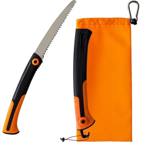 Scie Bois Pliante Ultra Légère, Scie À Bois Avec Lame Acier Carbone 7 TPI, Sécurité Lame, Poignée Ergonomique Antidérapante, Sac Rangement, Attache Corde. Pour Camping Bushcraft Survie (1/3)