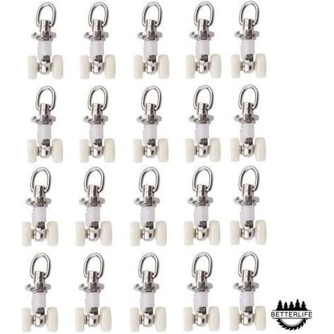 20 Pices Rouleaux de Rail Planeur de Voie de Rideau Plastique Twin roulettes en Alliage d'aluminium (1/5)