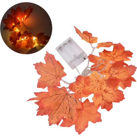 Guirlande Lumineuse Feuilles D érable - Led Extérieur Intérieur - Décoration Automne Halloween - Alimentation Par 3 Piles Aa (1/5)