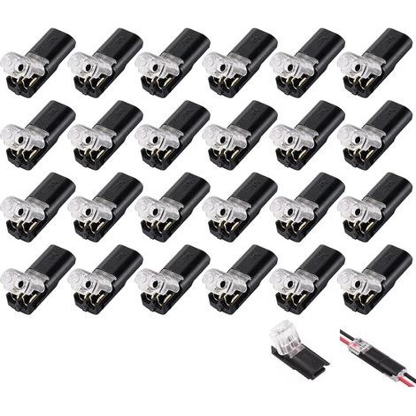 Connecteur étanche 24 pièces, 2 pôles, 12 V, connexion 2 fils, connecteurs électriques étanches 2 pôles, connecteurs rapides sans soudure pour câbles 18-22 AWG, fiche 2 fils pour voitures (1/5)