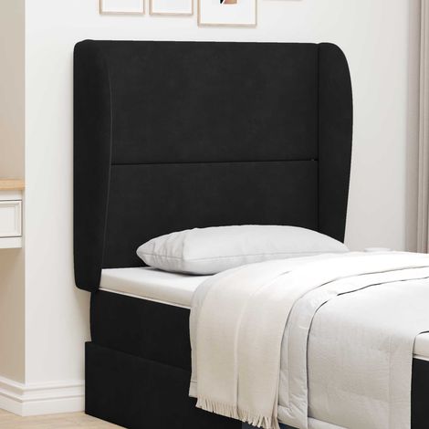 Kopfteil Ohr Schwarz 80 x 23 x 6 cm Samt
