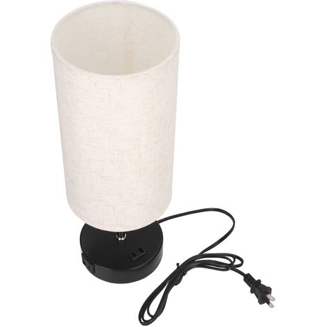 Lampe de chevet tactile LED à 3 niveaux d'intensité, 2 ports USB, prise US 110 V, abat-jour beige (1/5)