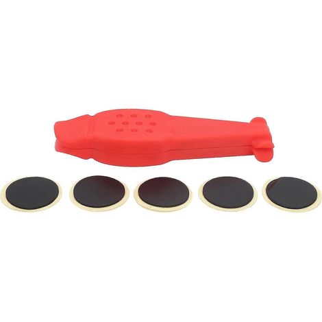 Kit de réparation de crevaison pour pneus de vélo, démonte-pneus, rustines, leviers, outil râpe (rouge) (1/5)