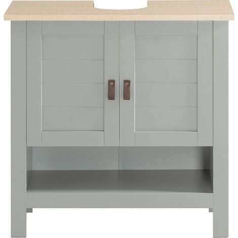 Sobuy – Meuble bas de salle de bain gris 60x30x60 cm avec 2 portes et compartiment ouvert – Panneau de particules E1 – BZR69HG
