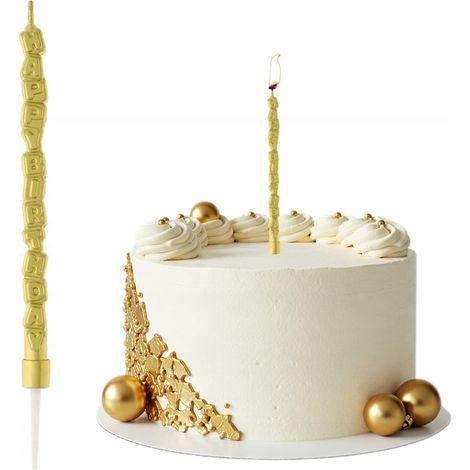 Bougie d'anniversaire dorée avec inscription « Joyeux anniversaire » (13 cm) (1/3)