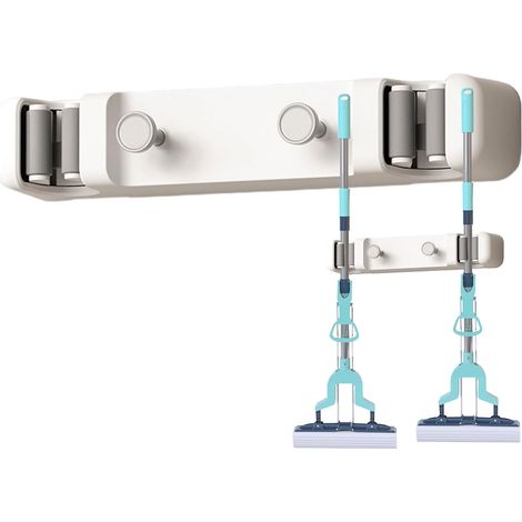 Porte Serpillère Murale Crochets Adhésifs Pour Outils,Organisateur Mural Pour Balai Pour Serviette Pelle Brosse Balle De Bain Buanderie Garage Jar (1/5)